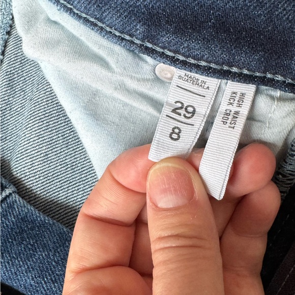 LOFT Dark Blue Raw-Hem Kick Crop High Waist Jeans Size 29, 8 - Picture 6 of 6